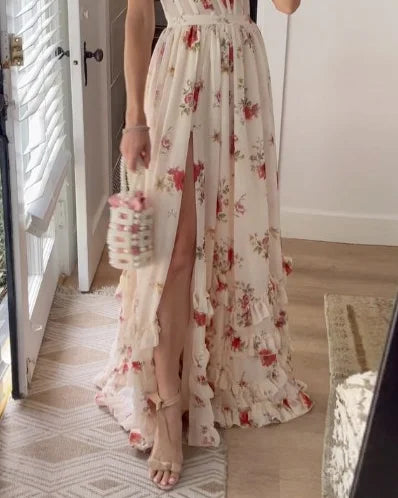 Elegante Abito Maxi con Stampa Floreale – Stile Senza Tempo