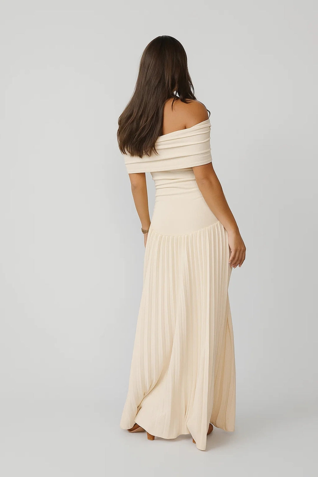 Abito Lungo Bardot | Plissettato | Eleganza senza Spalle