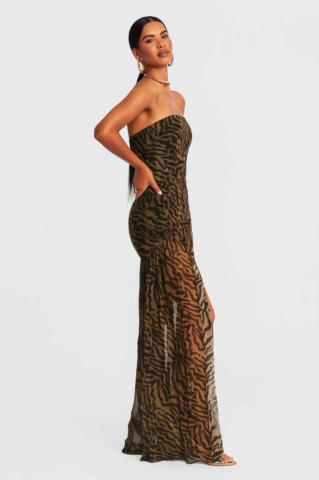 Abito Lungo Bustier | Motivo Animalier | Glamour e Selvaggio