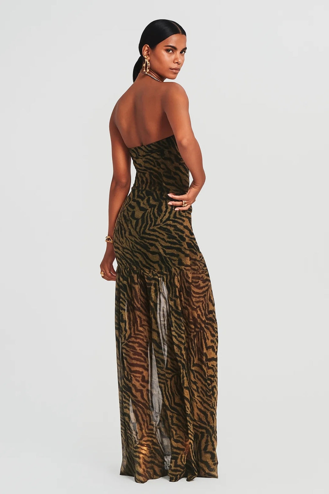 Abito Lungo Bustier | Motivo Animalier | Glamour e Selvaggio