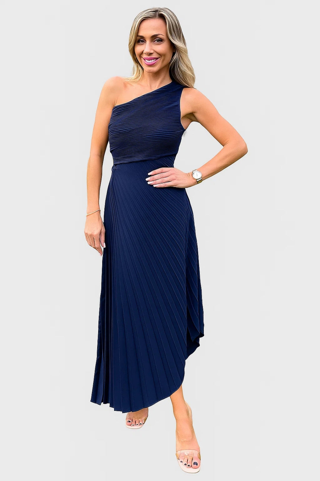 Abito Lungo Monospalla Plissettato | Eleganza Estiva | Design Asimmetrico