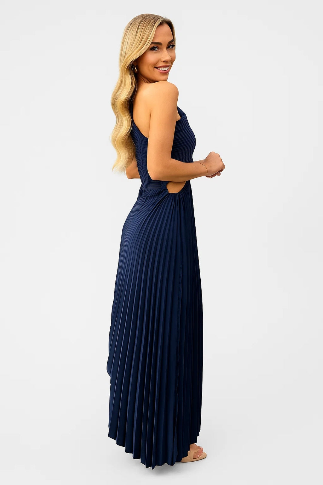 Abito Lungo Monospalla Plissettato | Eleganza Estiva | Design Asimmetrico