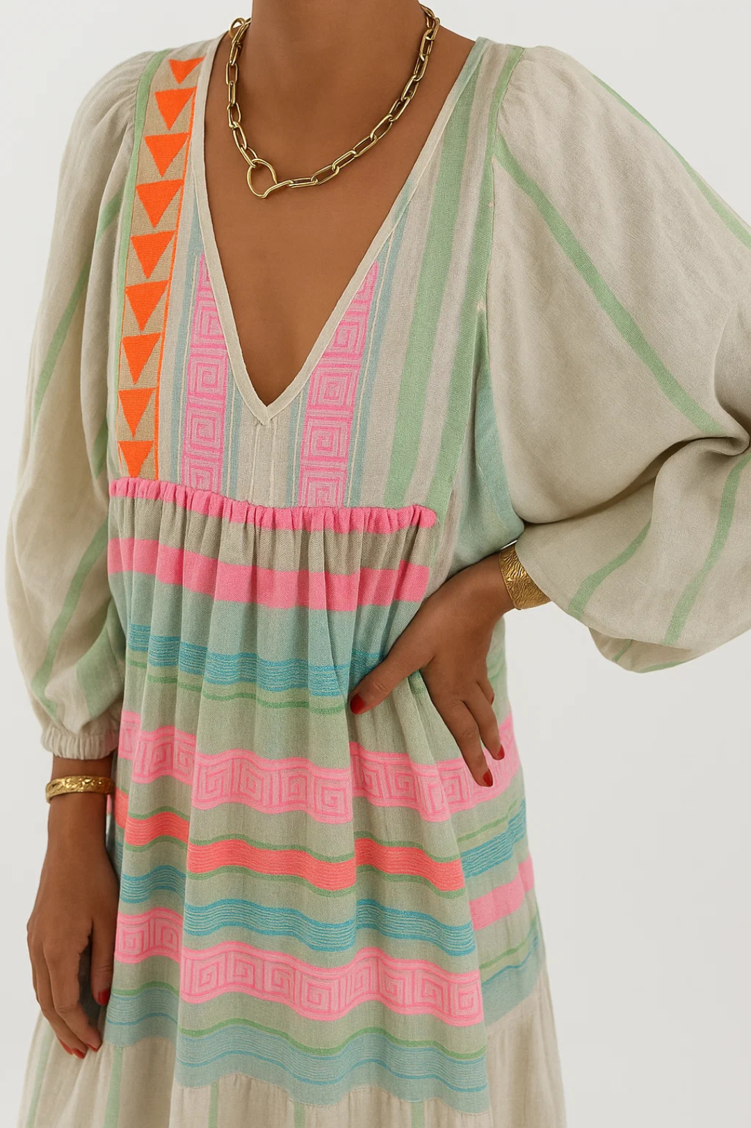 Abito Maxi Boho | Cotone e Lino | Colorato e Confortevole