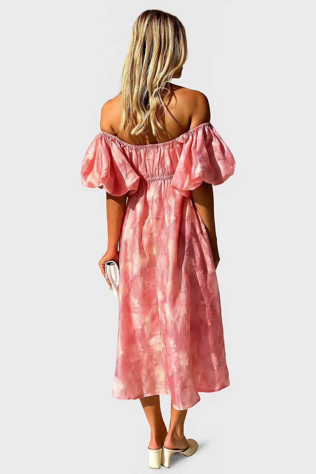 Abito Midi A Spalle Scoperte | Aquarello | Romantico e Leggero