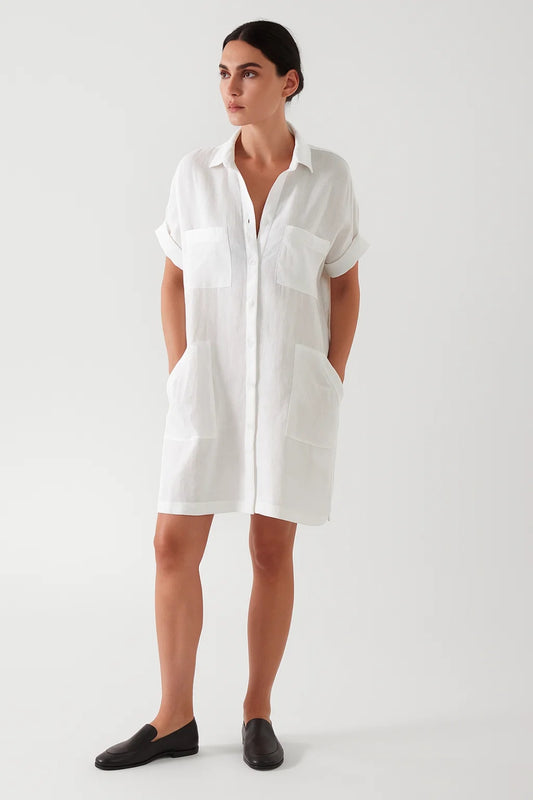 Camicia lunga con tasche frontali e maniche risvoltabili