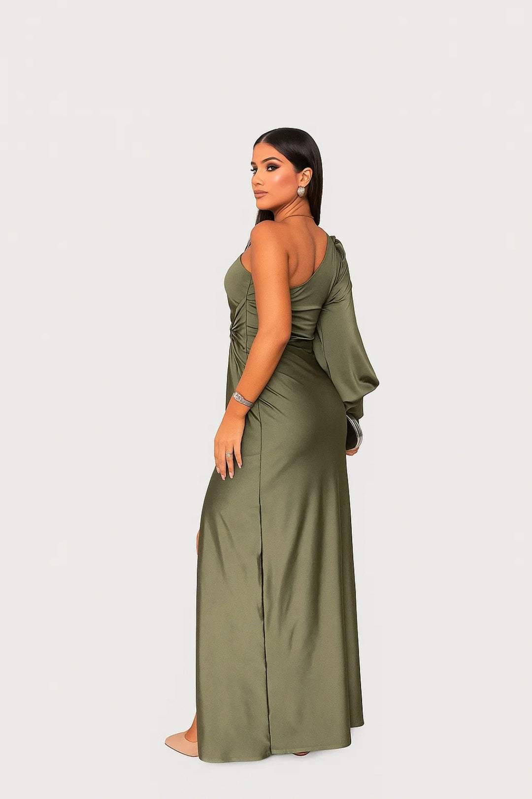 Abito da Sera Asimmetrico | Satin Elegante | Spacco Frontale