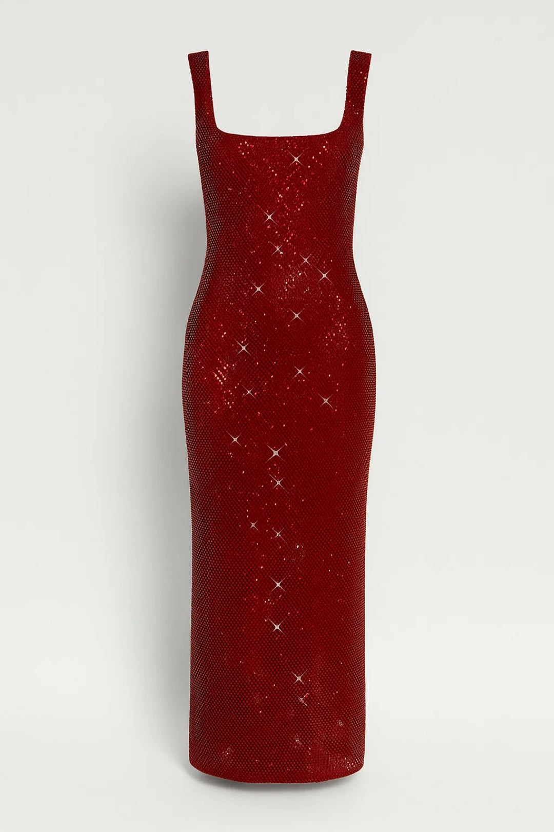 Abito lungo aderente con paillettes | Scollo quadrato | Elegante e scintillante