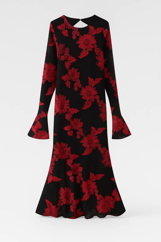 Abito lungo con motivo floreale | Elegante e raffinato
