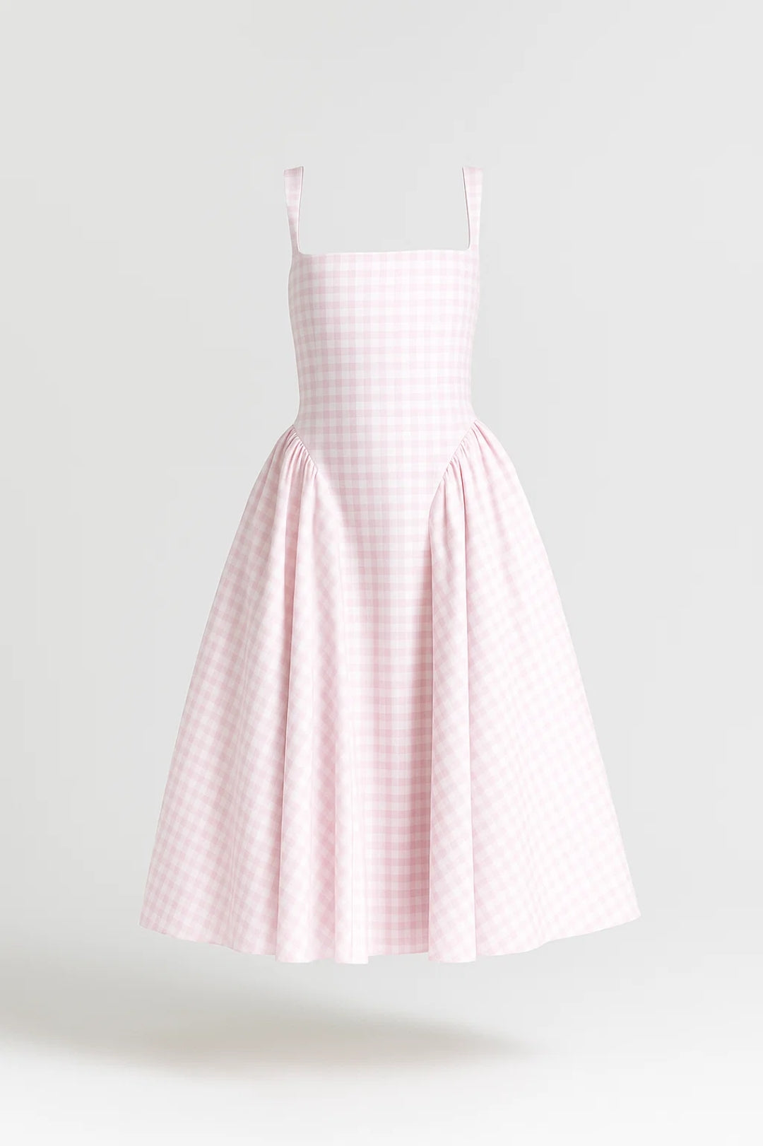 Abito midi con scollo dritto e fantasia vichy | Design svasato
