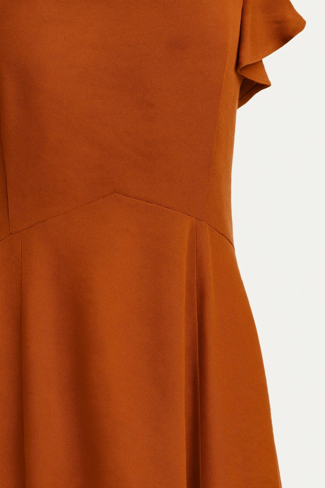 Abito midi con volant sulle spalle | Taglio svasato | Schiena scoperta