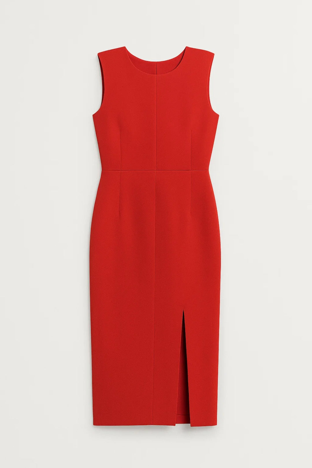 Abito midi rosso con spacco frontale | Eleganza strutturata e moderna
