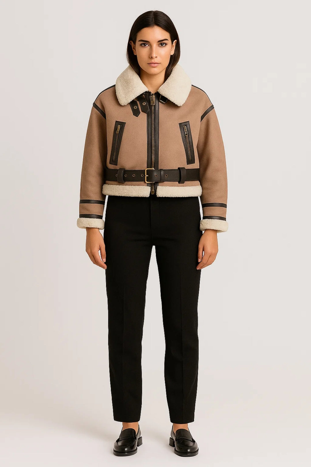 Giacca aviatore in shearling sintetico | Stile bomber | Calda e strutturata