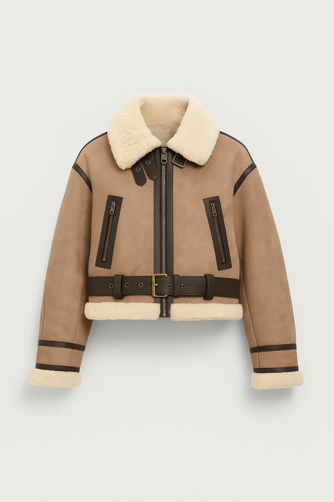 Giacca aviatore in shearling sintetico | Stile bomber | Calda e strutturata