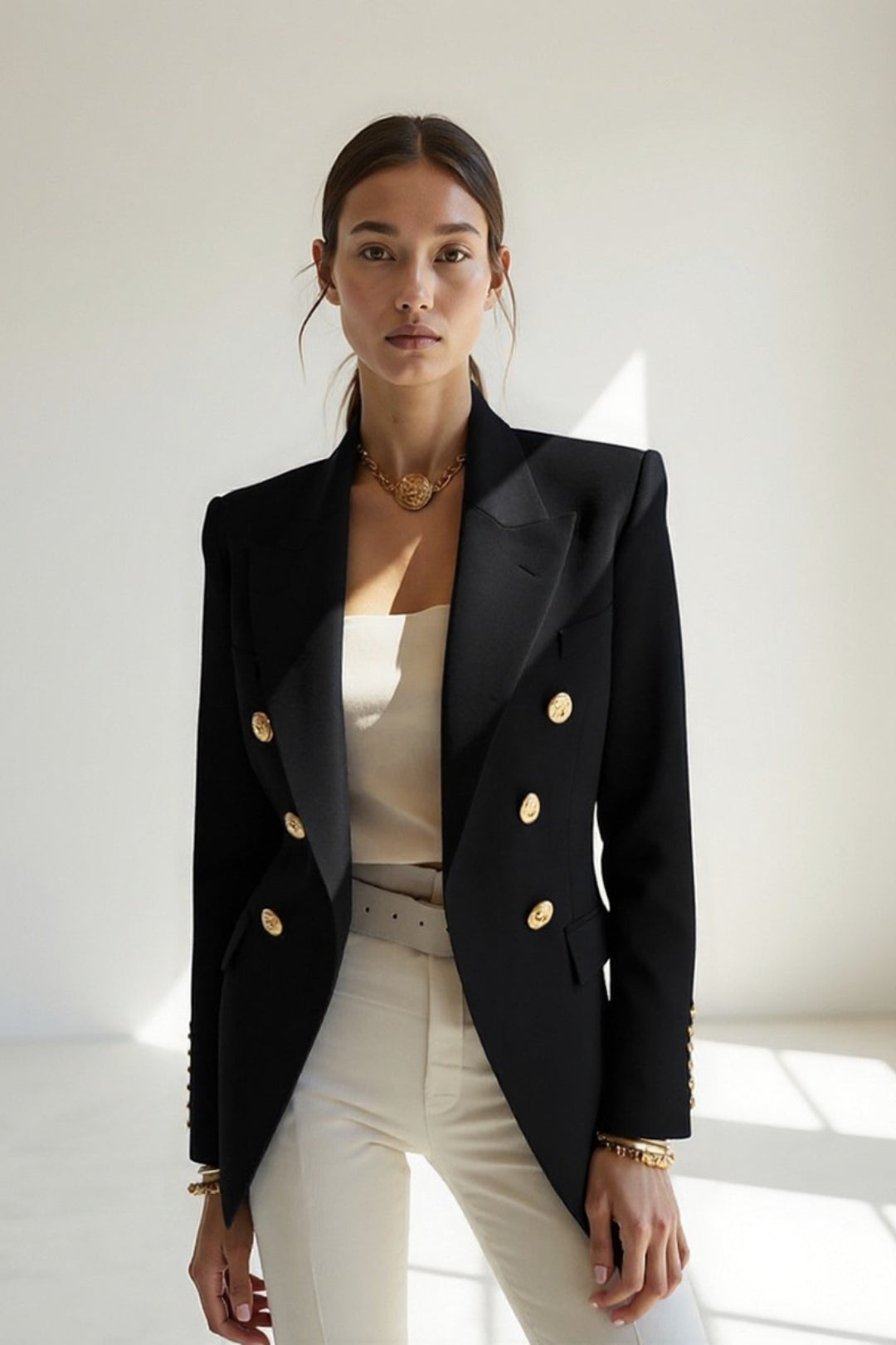 Blazer doppiopetto elegante con bottoni dorati | Disponibile in tre colori