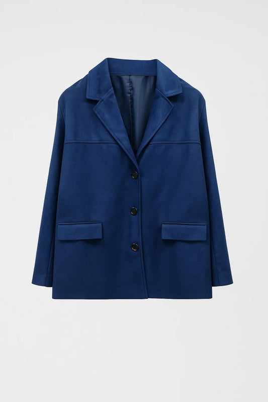 Blazer lungo con chiusura a bottoni e tasche a patta
