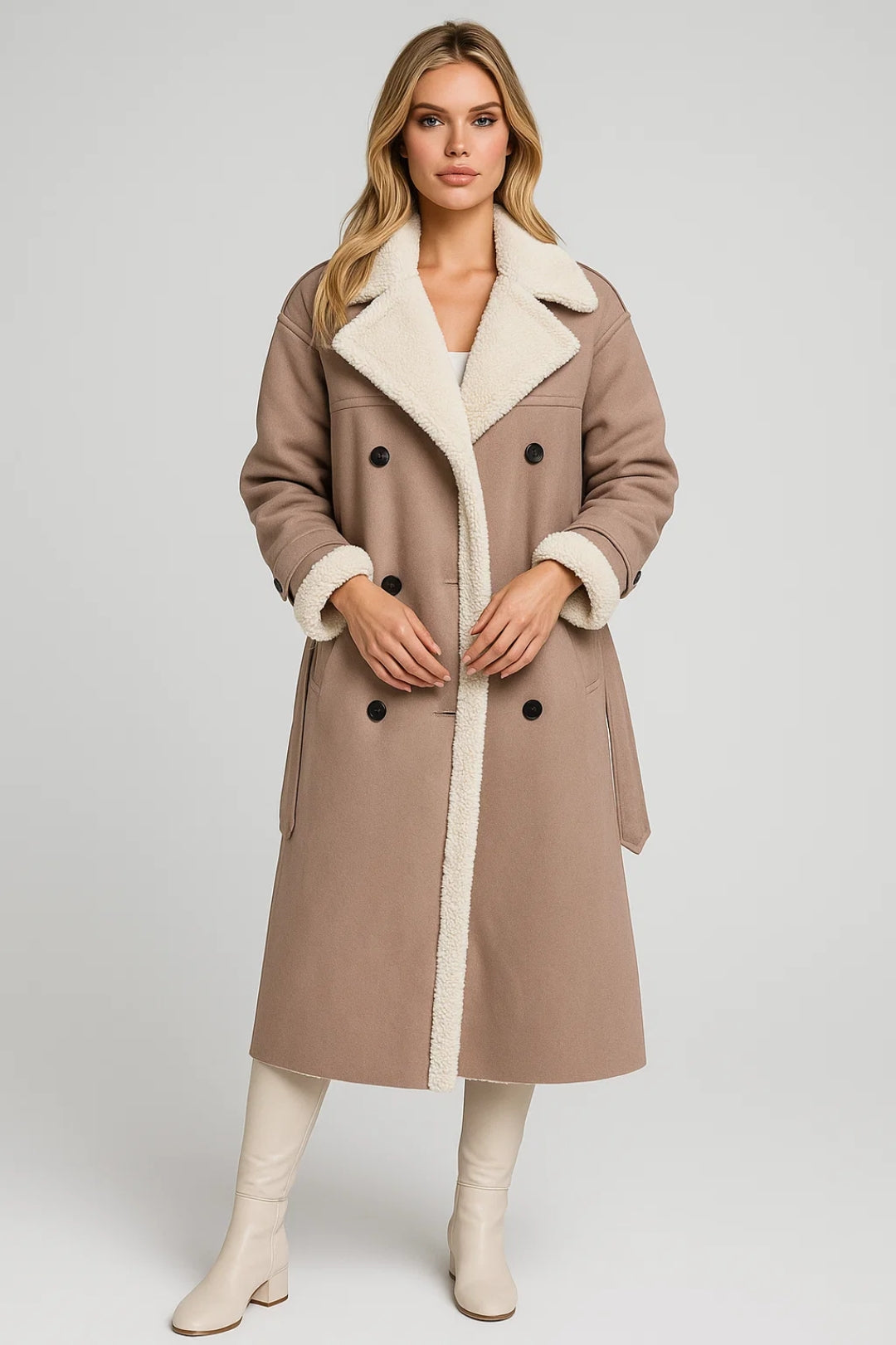 Cappotto Lungo Donna | Doppiopetto | Foderato per Inverno