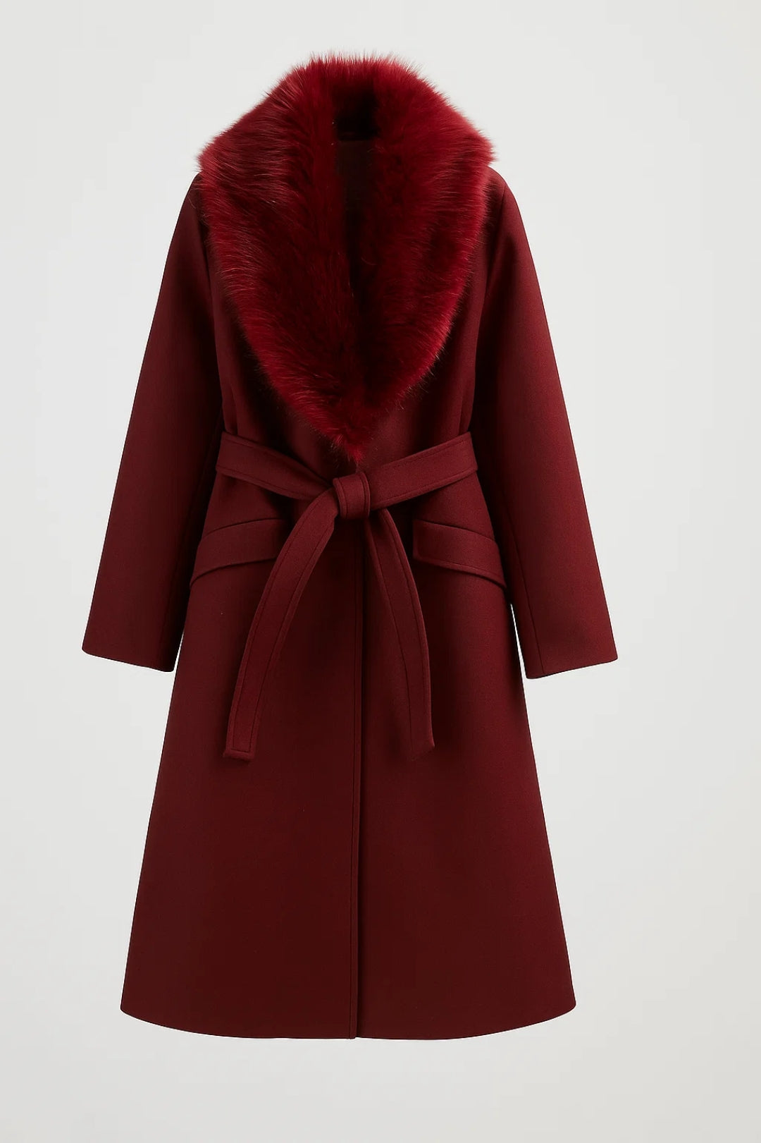 Cappotto elegante con colletto ampio effetto pelliccia