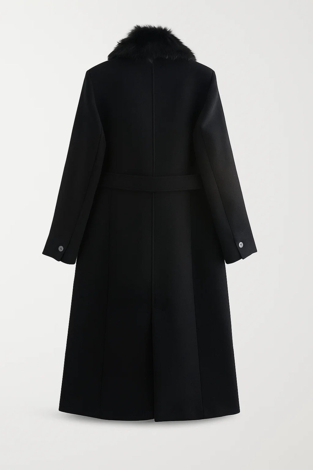 Cappotto elegante con colletto ampio effetto pelliccia