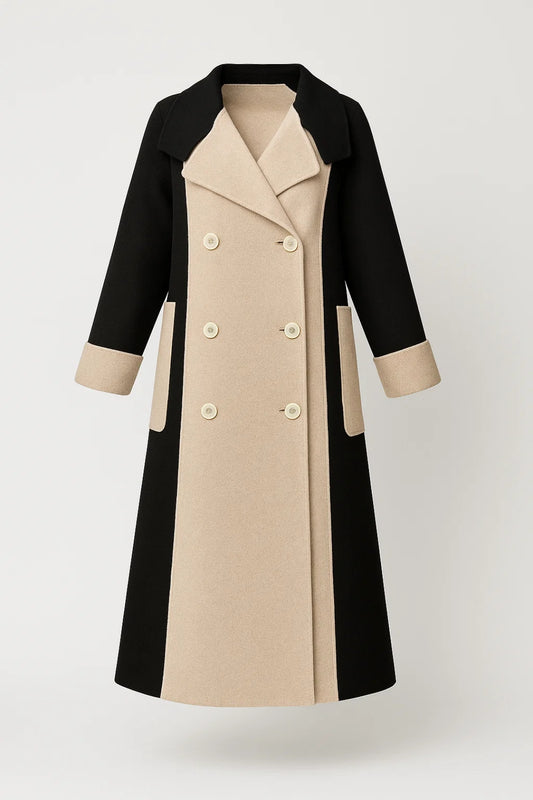 Cappotto lungo bicolore doppiopetto