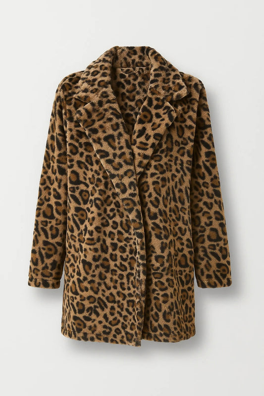 Cappotto lungo effetto pelliccia con stampa animalier
