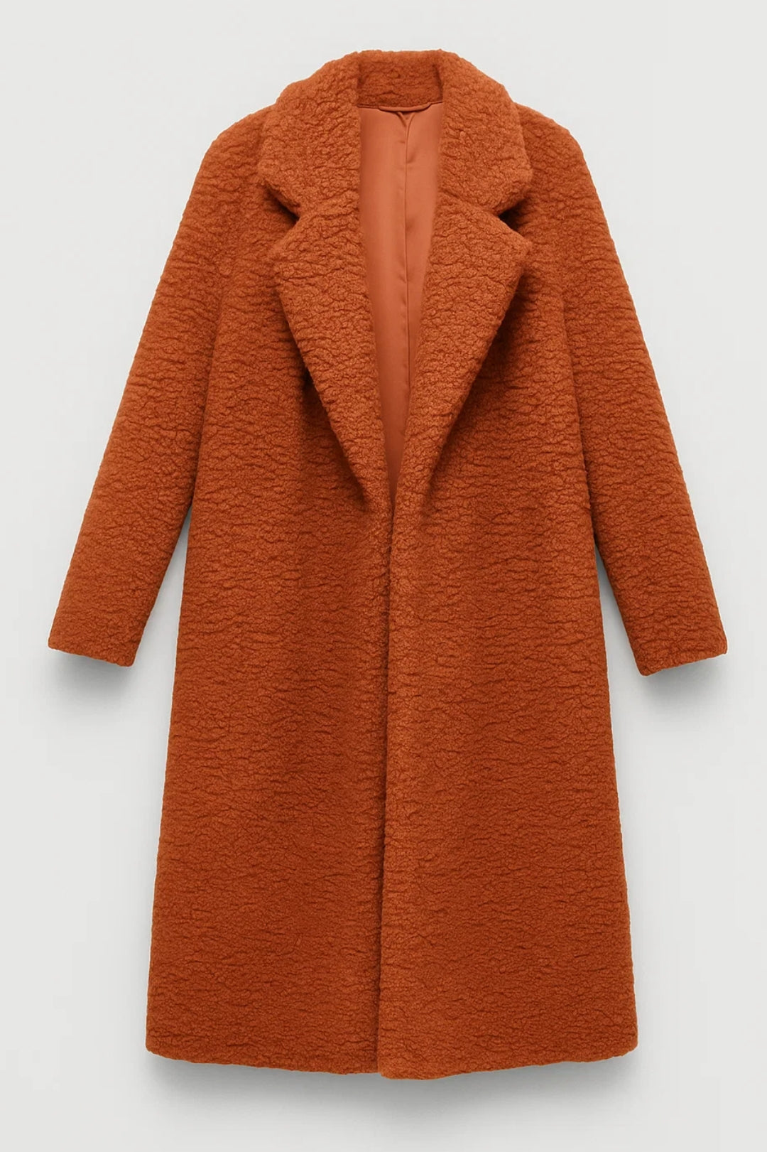 Cappotto lungo in tessuto effetto peluche