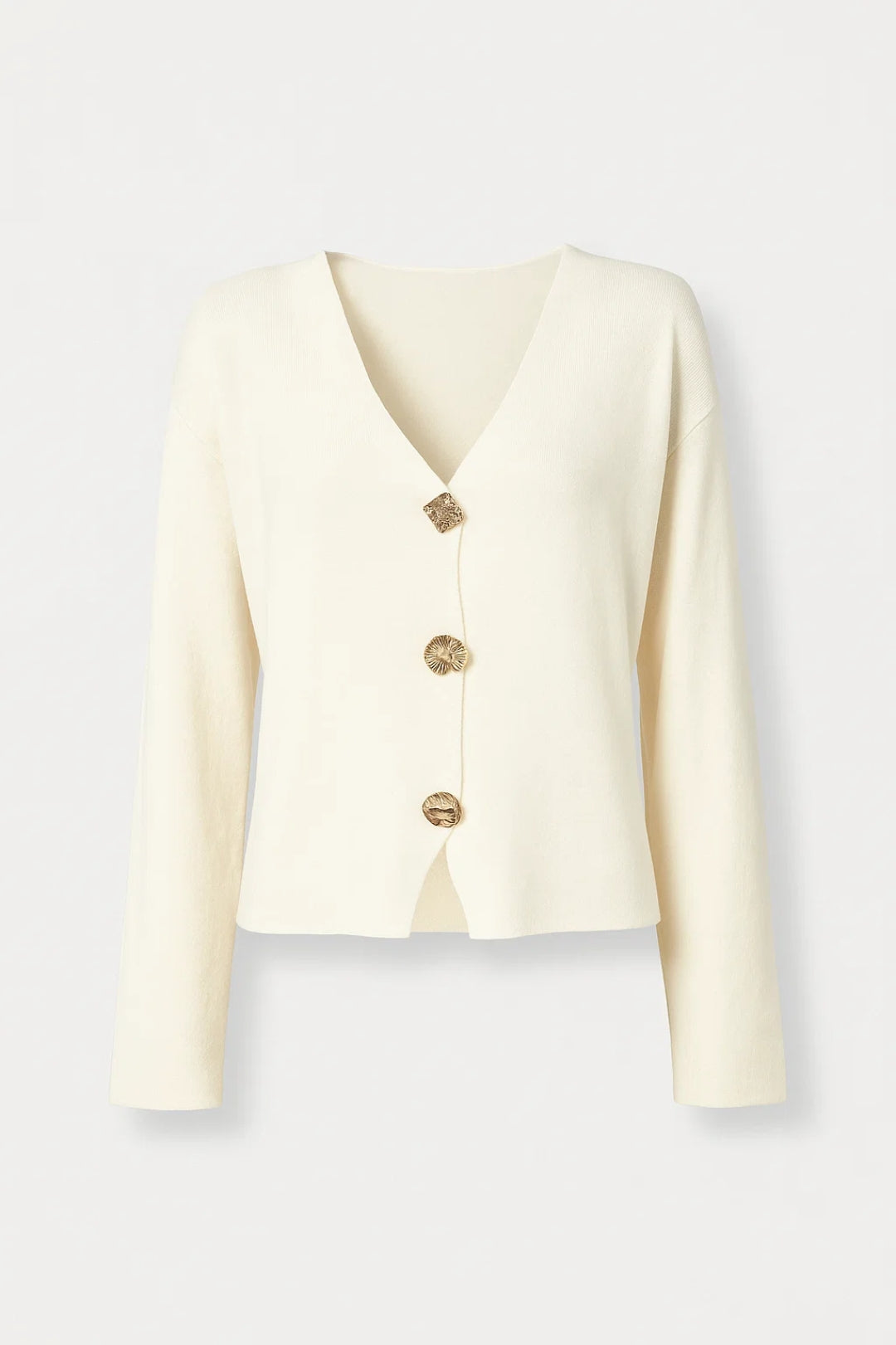 Cardigan con bottoni decorativi asimmetrici | Design raffinato e minimal
