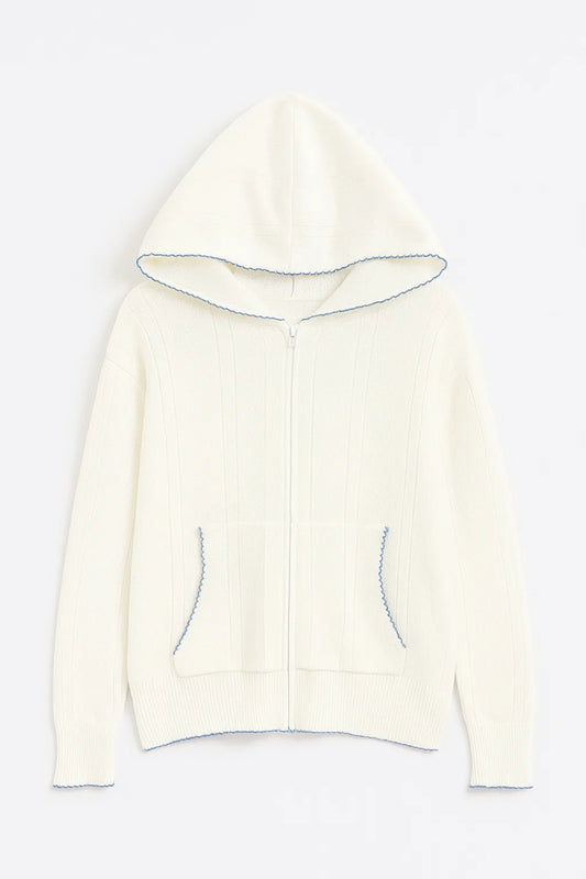 Cardigan con cappuccio e zip frontale