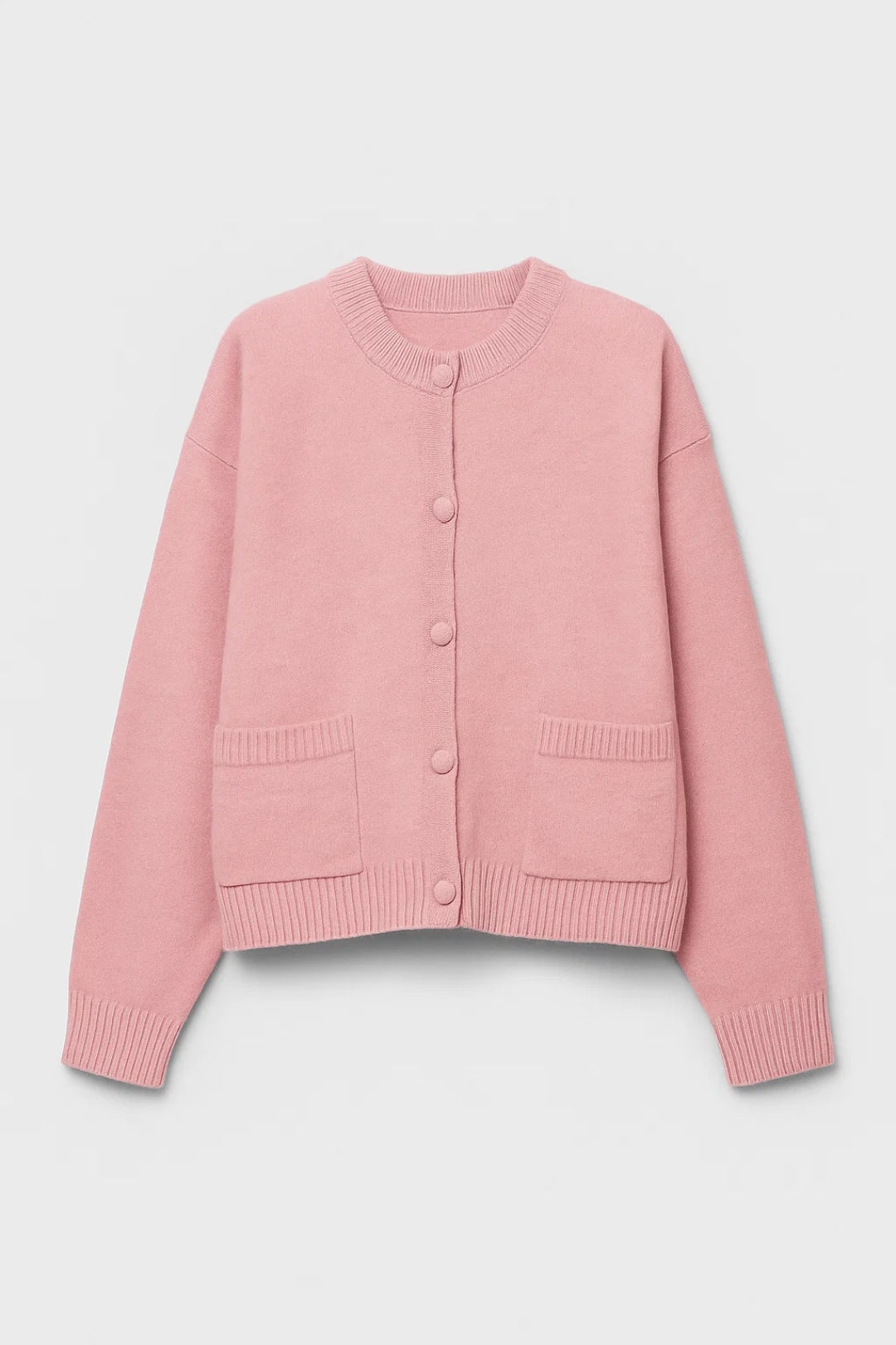 Cardigan con tasche frontali e bottoni rivestiti | Linee semplici e versatili