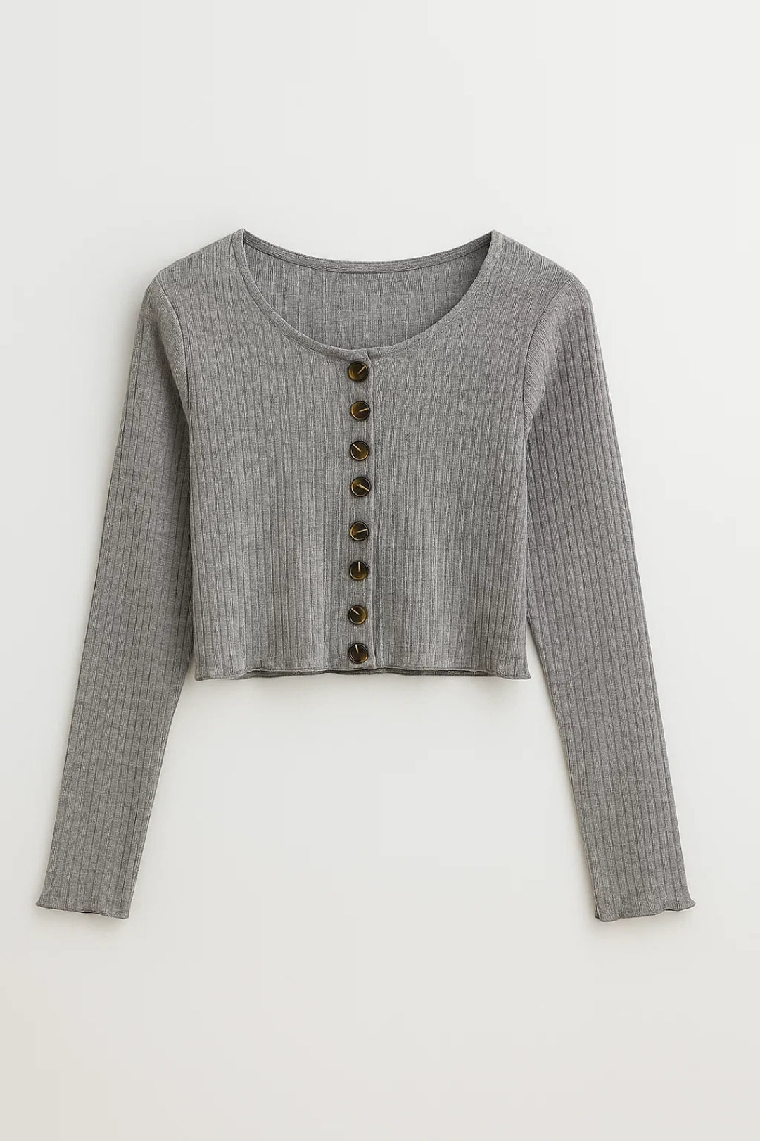 Cardigan corto a costine con bottoni frontali | Stile casual e femminile