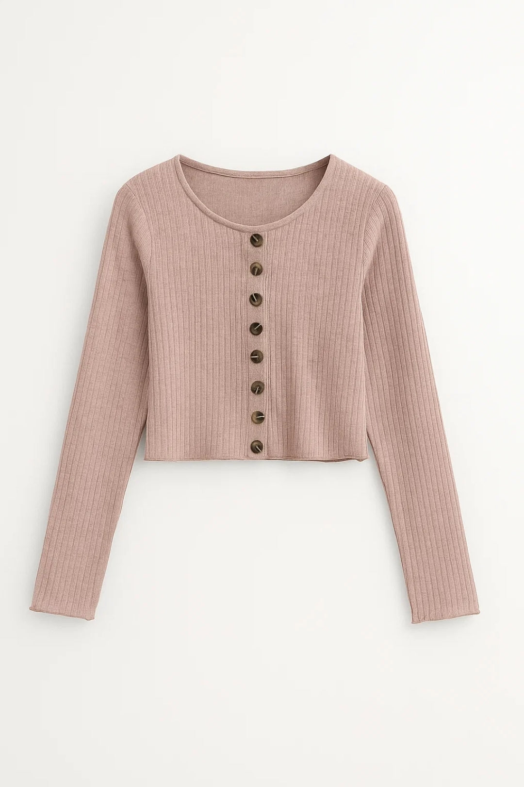 Cardigan corto a costine con bottoni frontali | Stile casual e femminile