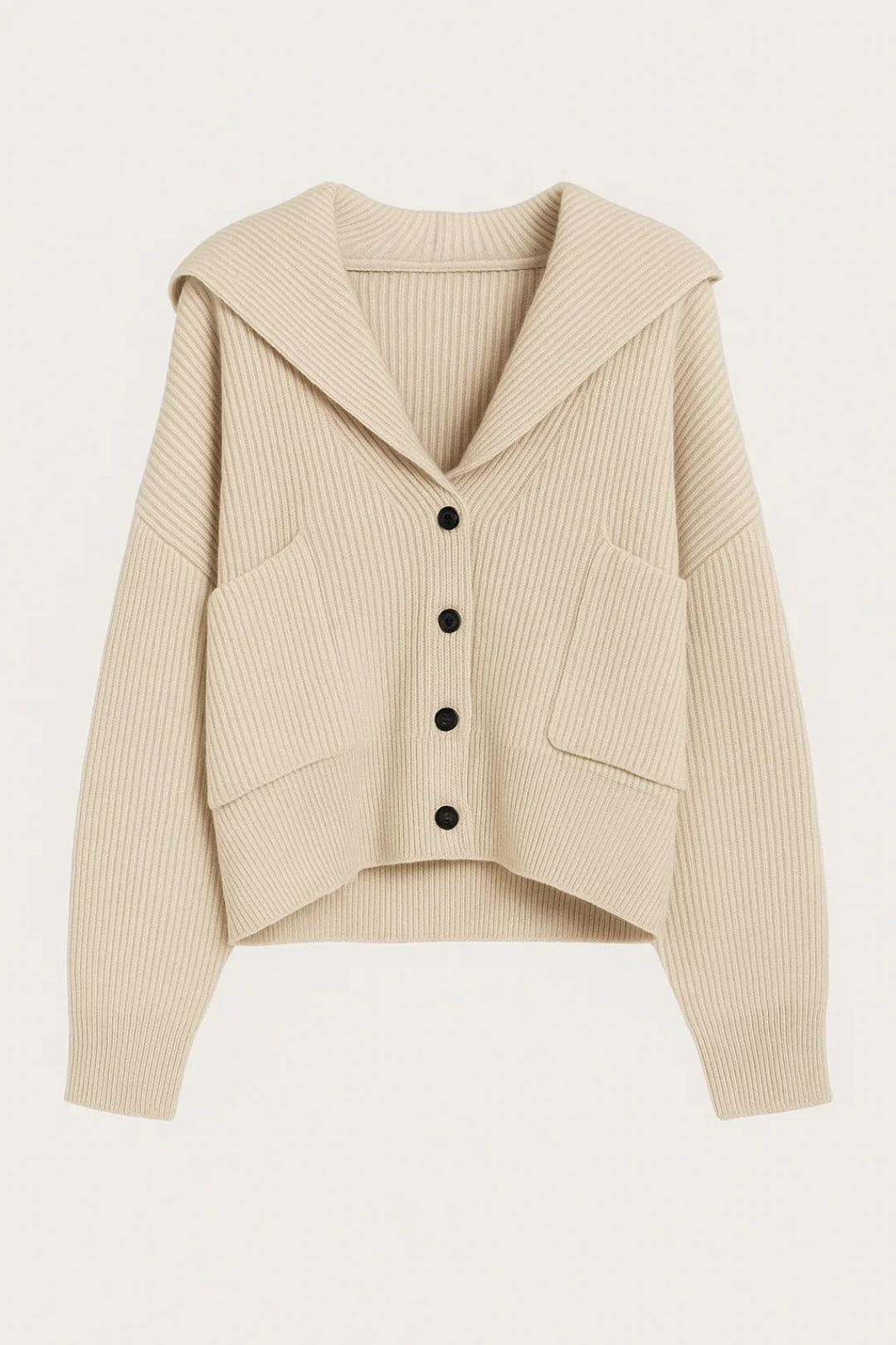 Cardigan corto con bottoni e collo ampio