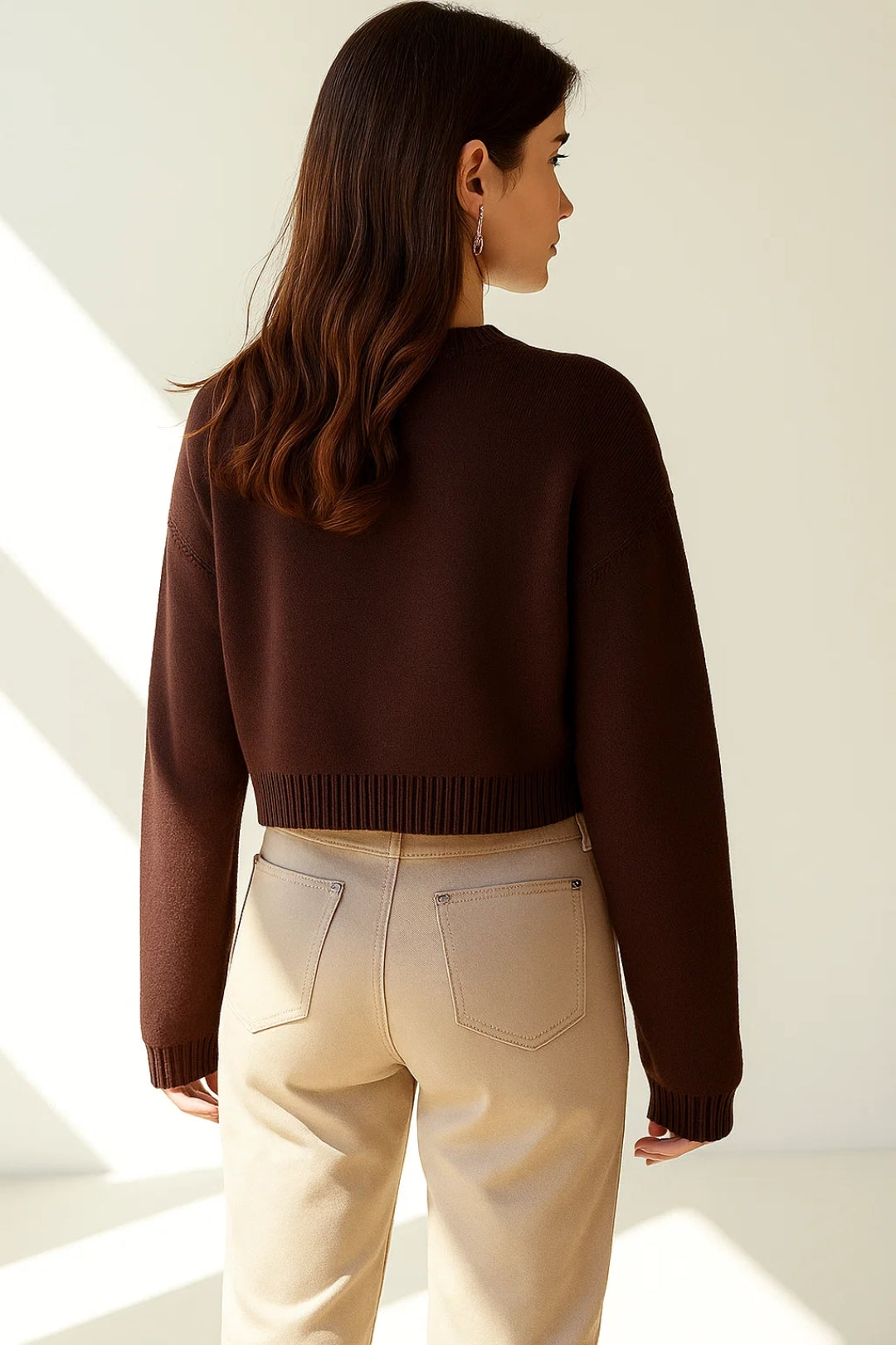 Cardigan corto marrone | Motivo omino di pan di zenzero | Maglia natalizia
