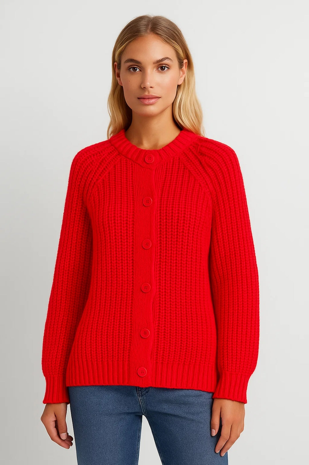 Cardigan in maglia grossa con bottoni