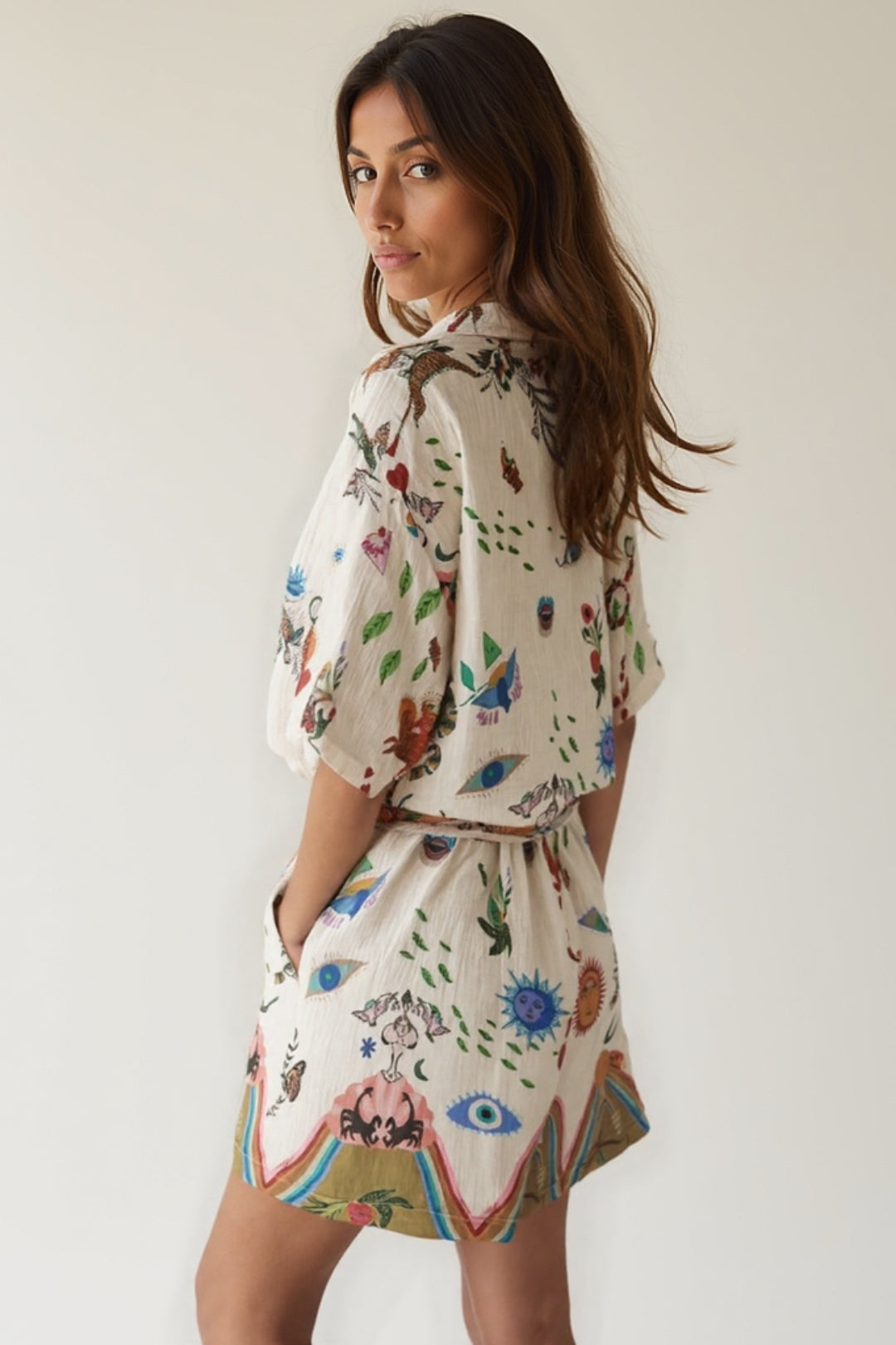 Completo camicia e shorts in tessuto stampato | 2 pezzi