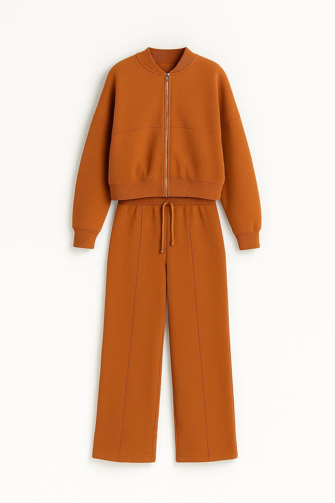 Completo casual con bomber zip e pantaloni larghi coordinati
