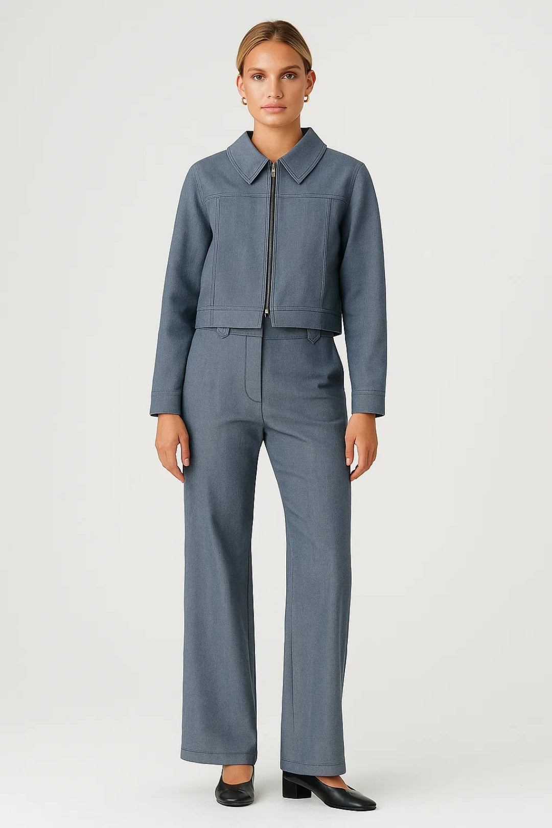 Completo con giacca corta e pantaloni ampi | Stile moderno e strutturato