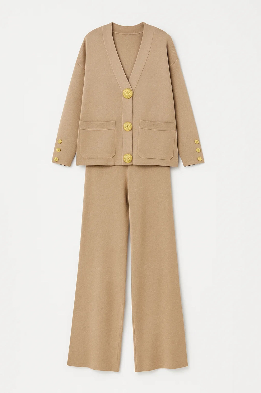 Completo due pezzi con giacca elegante e pantaloni a gamba dritta