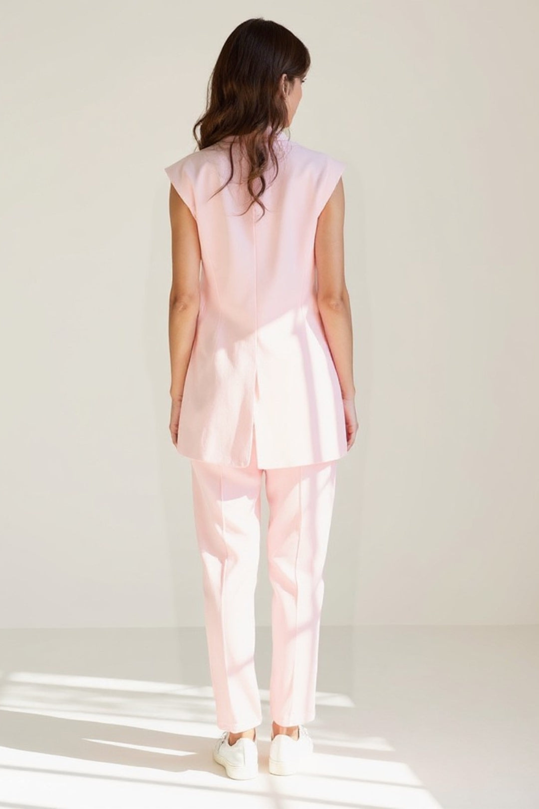 Completo due pezzi smanicato da donna | Gilet lungo e pantaloni eleganti