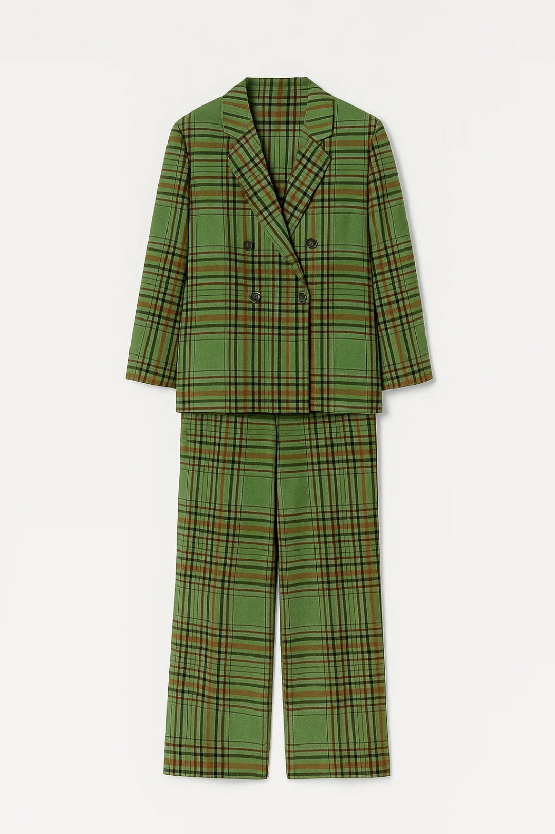 Completo elegante con giacca doppiopetto e pantaloni a quadri