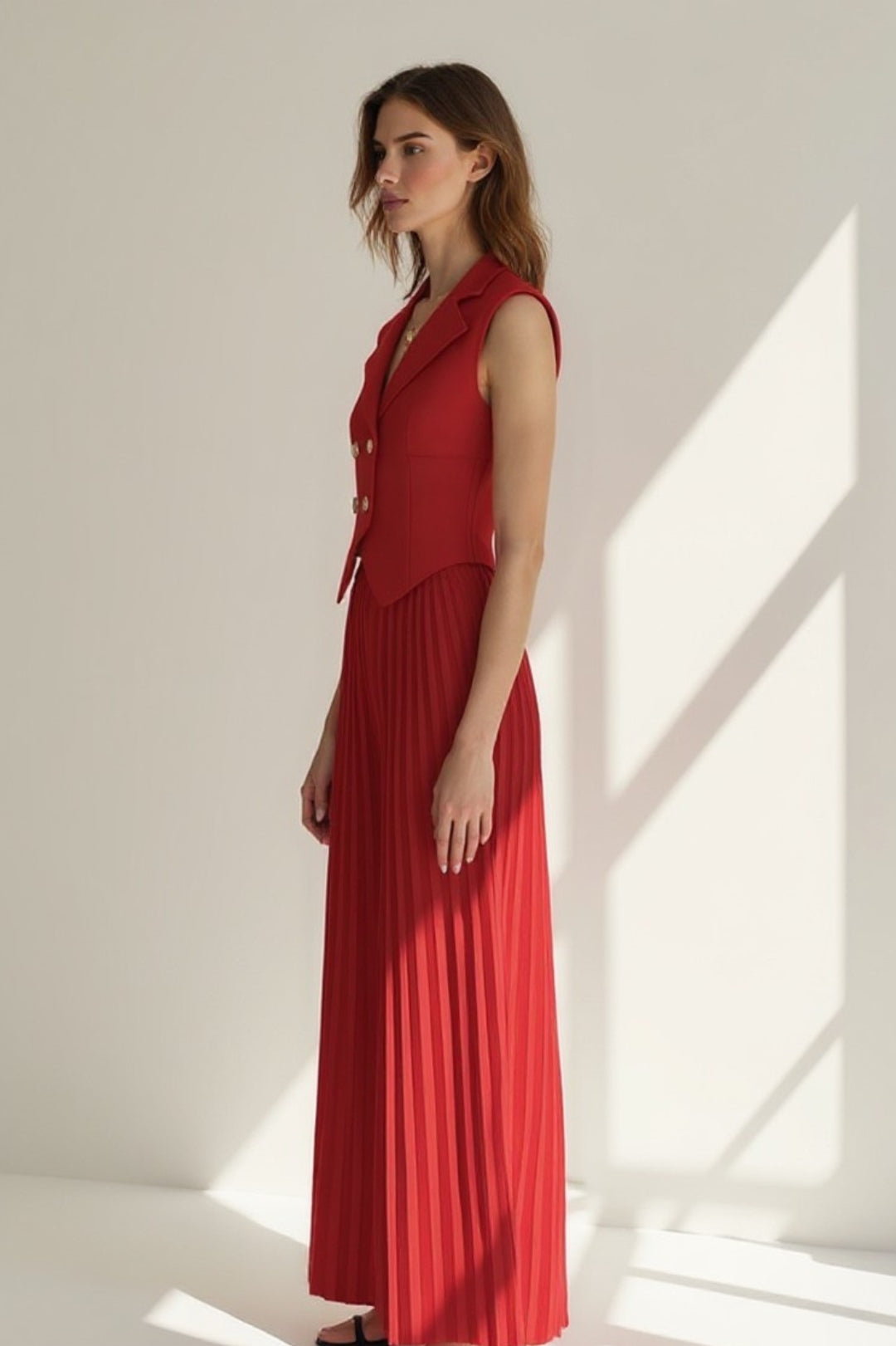 Completo elegante con gilet sartoriale e pantaloni plissé | Due pezzi coordinati