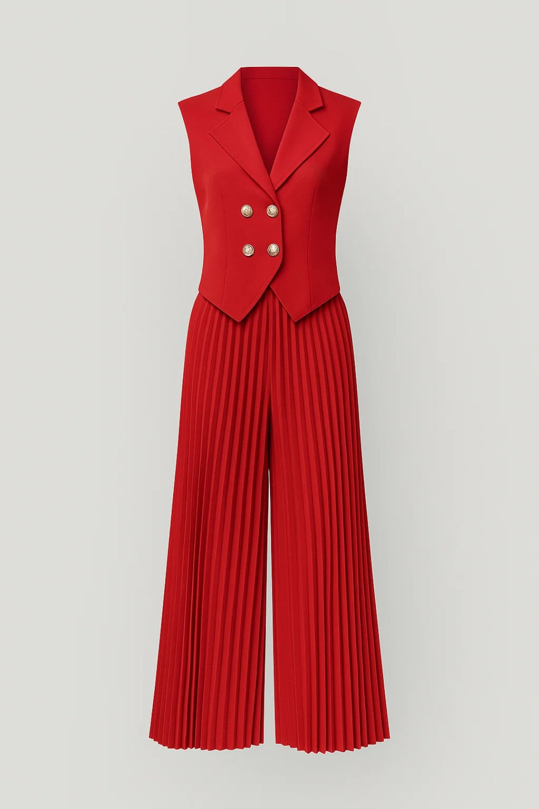 Completo elegante con gilet sartoriale e pantaloni plissé | Due pezzi coordinati