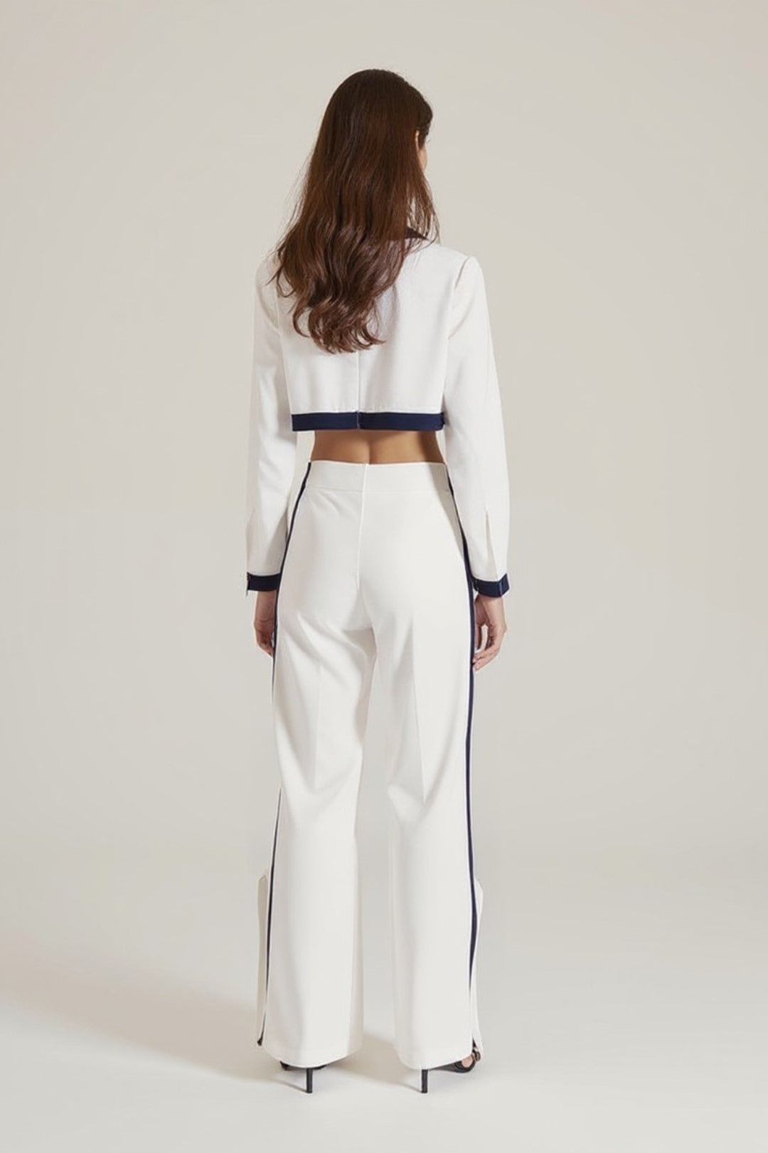 Completo elegante due pezzi | Giacca crop con pantaloni palazzo