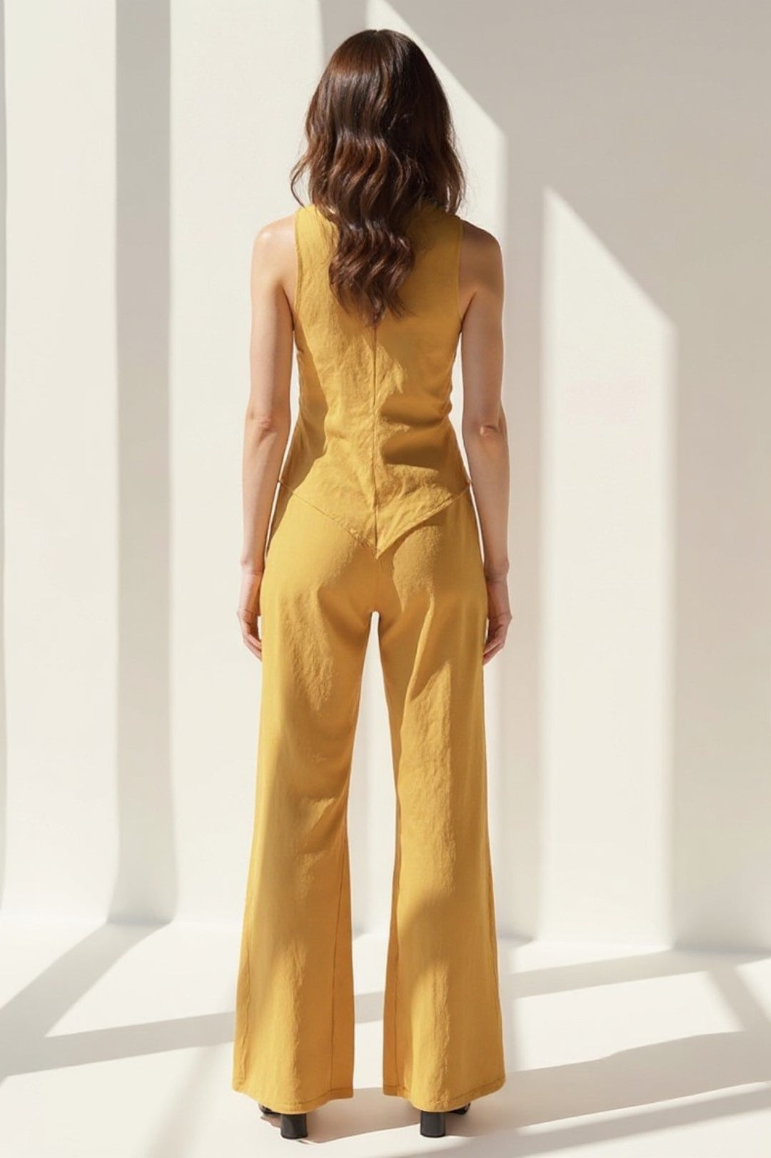 Completo estivo in lino naturale | Top senza maniche e pantaloni a gamba larga