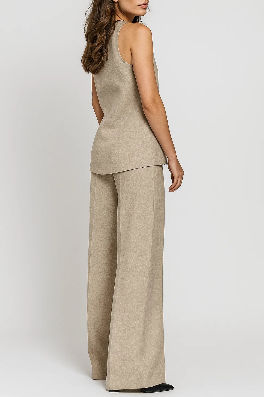 Completo estivo senza maniche da donna | Elegante e minimal | Beige chiaro