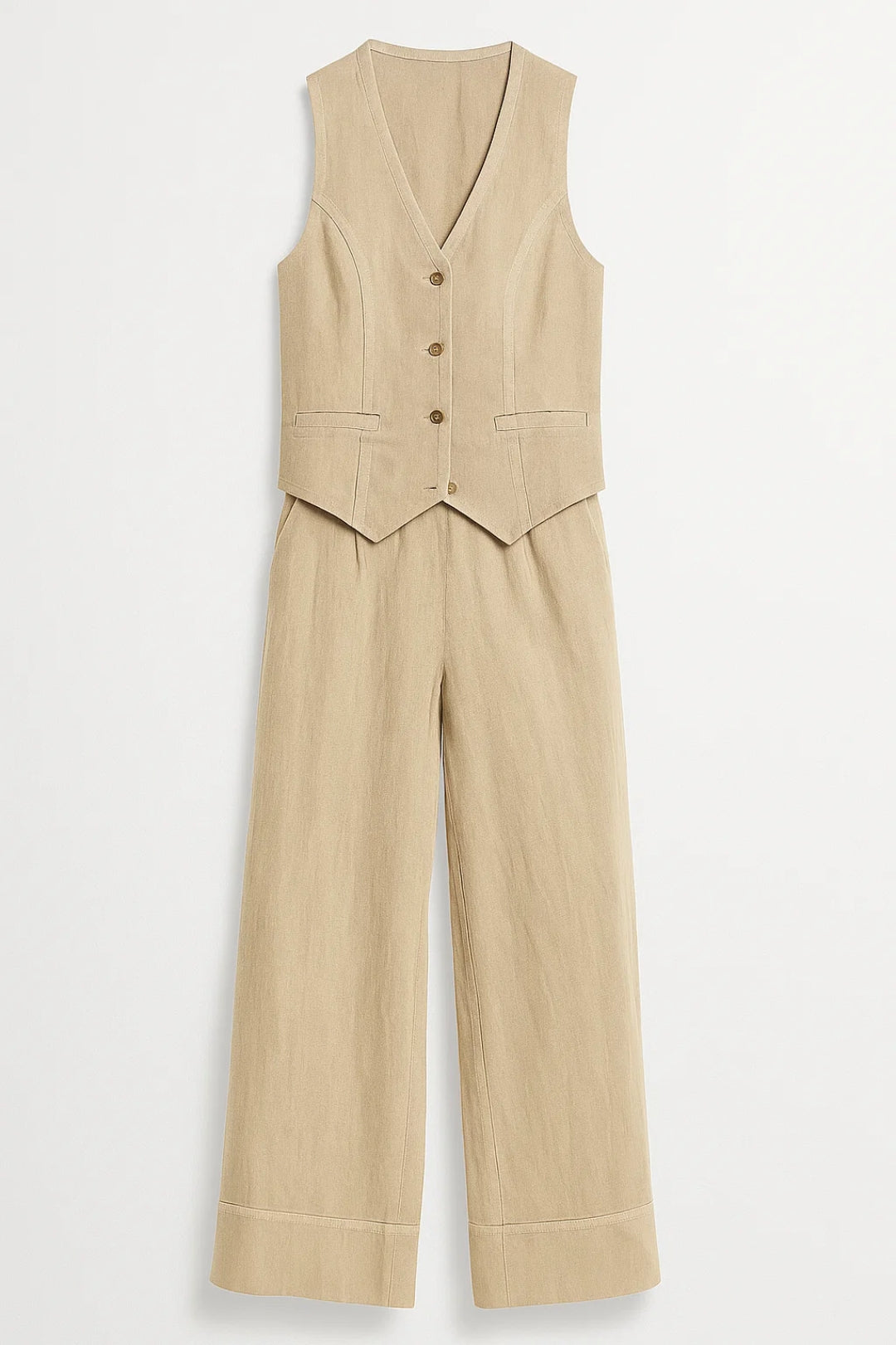 Completo in lino da donna | Gilet con pantaloni ampi | Fresco e naturale