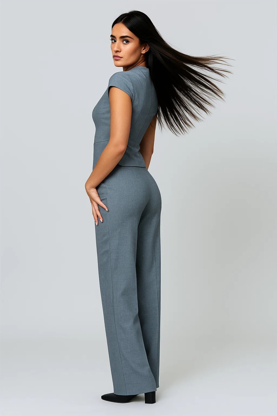 Completo pantalone elegante da donna | Vestibilità sartoriale | Grigio antracite
