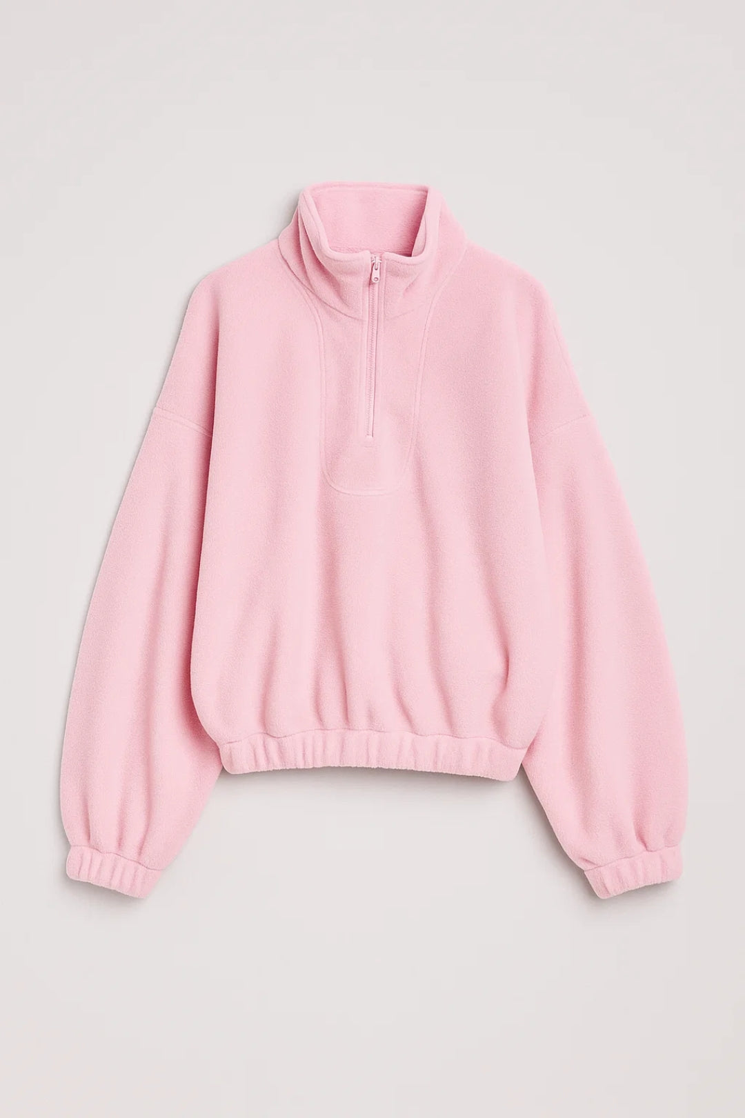 Felpa in pile con mezza zip e collo alto