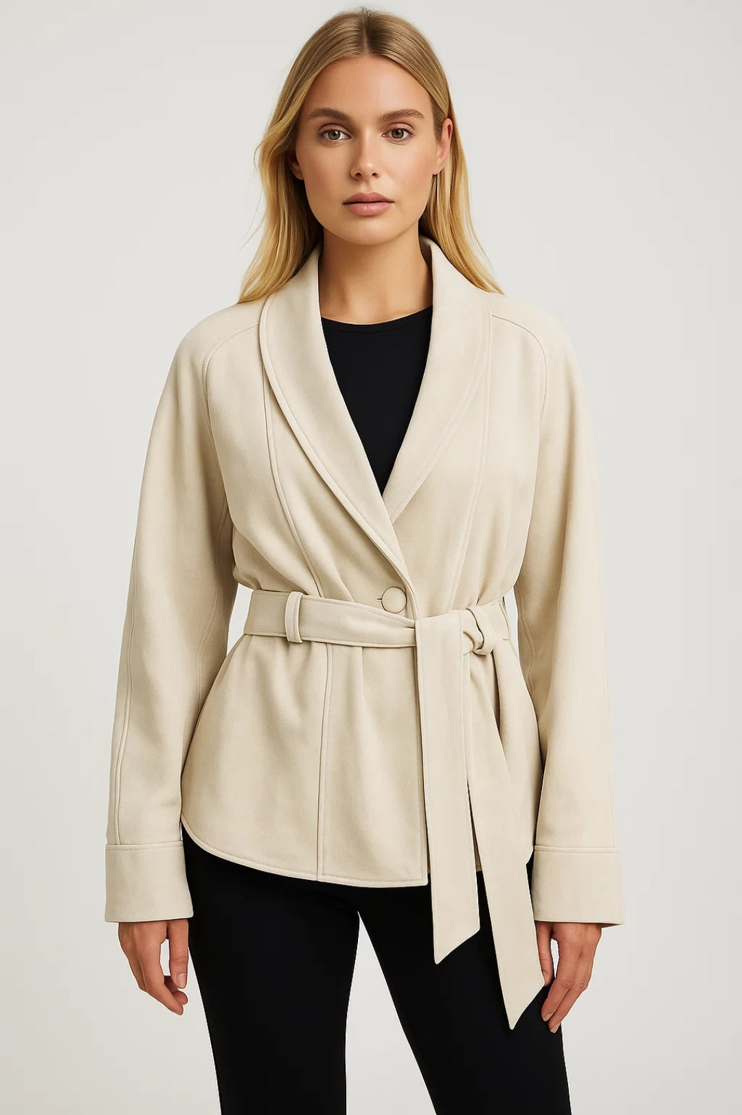 Giacca avvolgente con cintura in vita | Eleganza morbida e minimal
