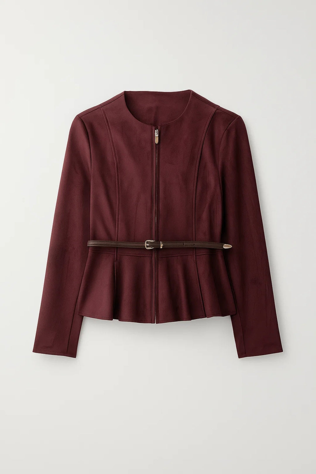 Giacca con zip e cintura sottile in vita