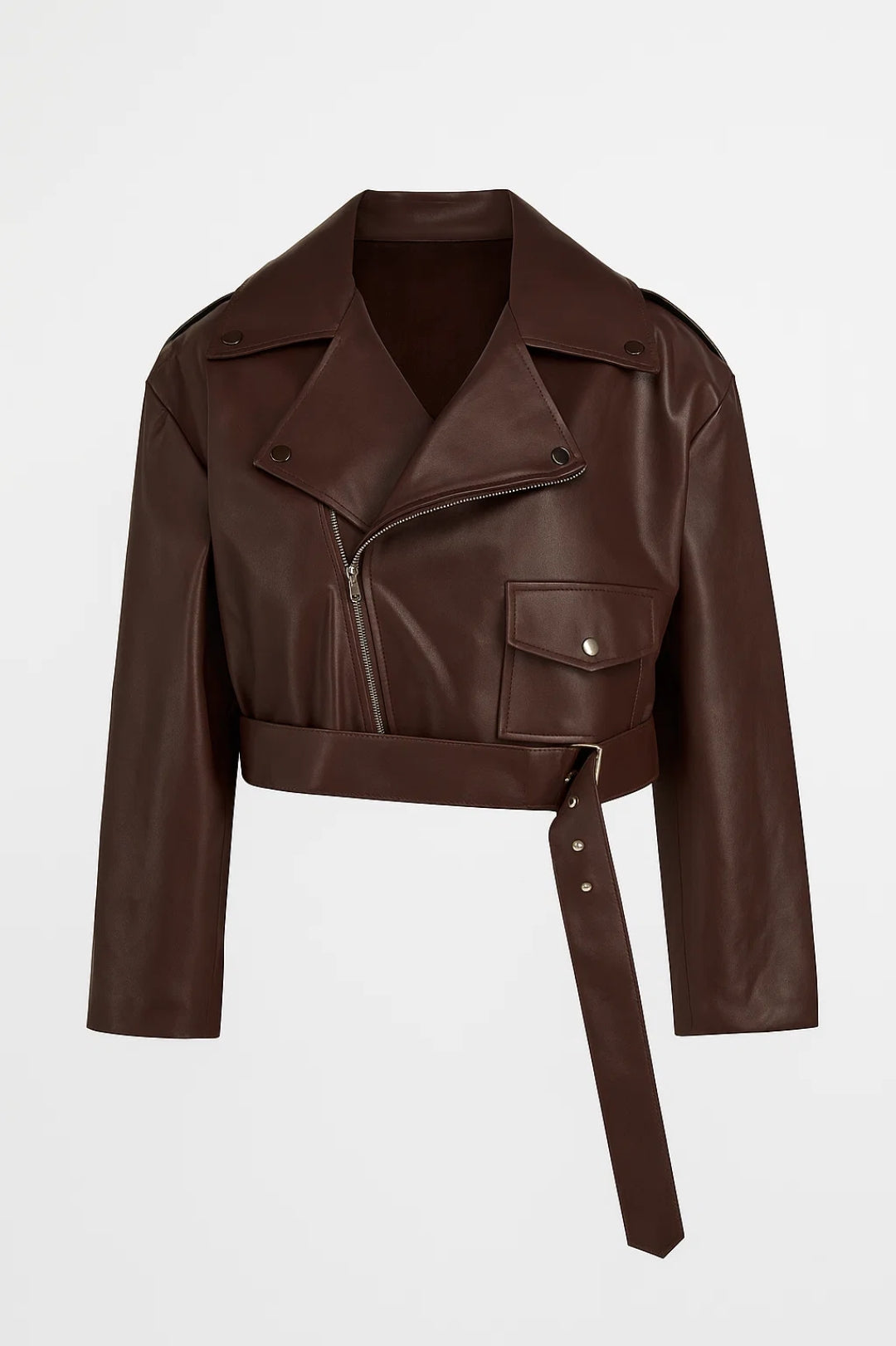 Giacca corta biker con cintura ampia | Design deciso e contemporaneo